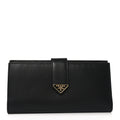 Prada Saffiano Calfskin Large Triangle Continental Wallet Black