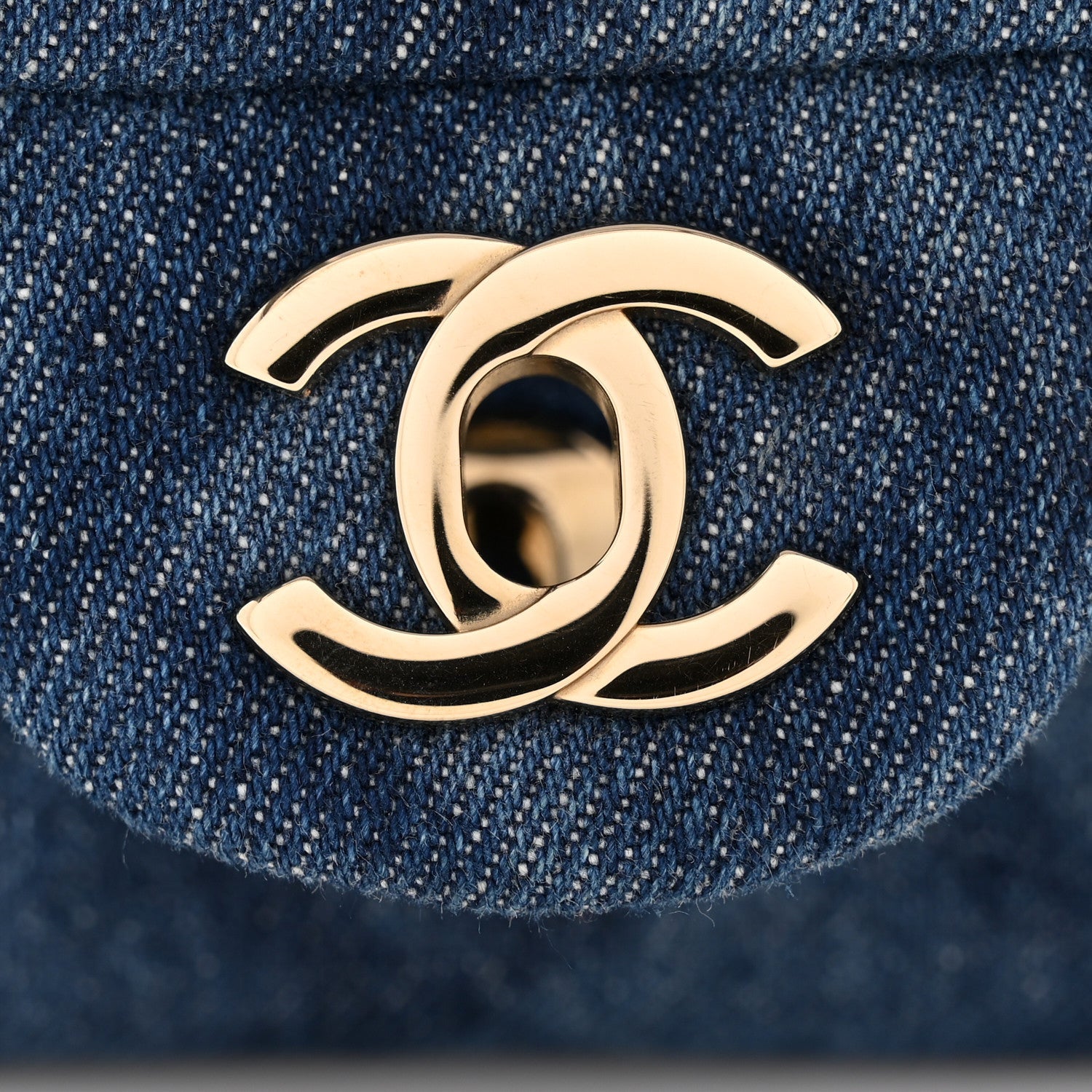Chanel Printed Denim Quilted Mini Rectangular Flap Dark Blue