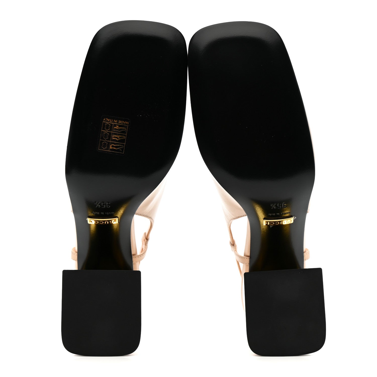 Gucci Malaga Kid Horsebit 75mm Slingback Pumps 35.5 Skin Rose