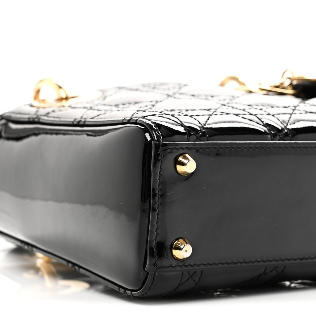 Christian Dior Patent Cannage Mini Lady Dior Black