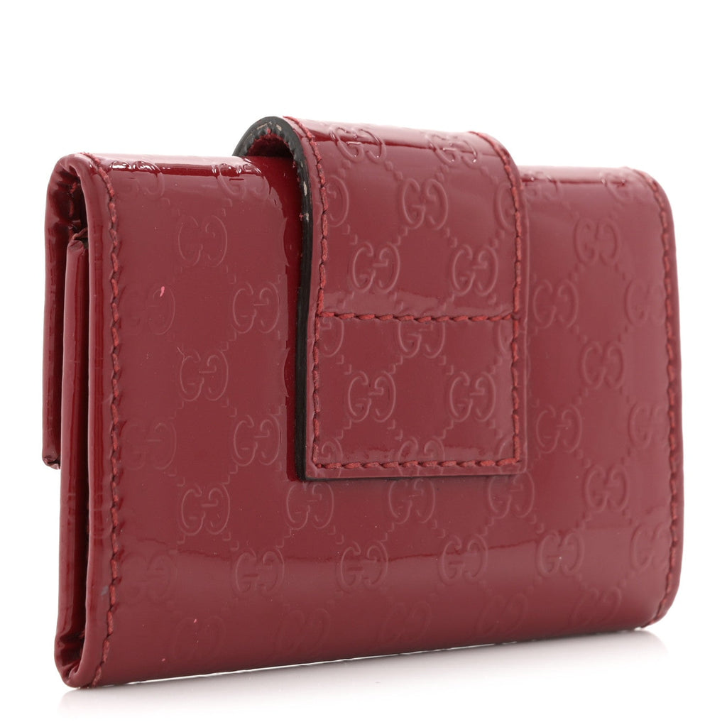 Gucci Patent Microguccissima Heart 6 Key Holder Case Red