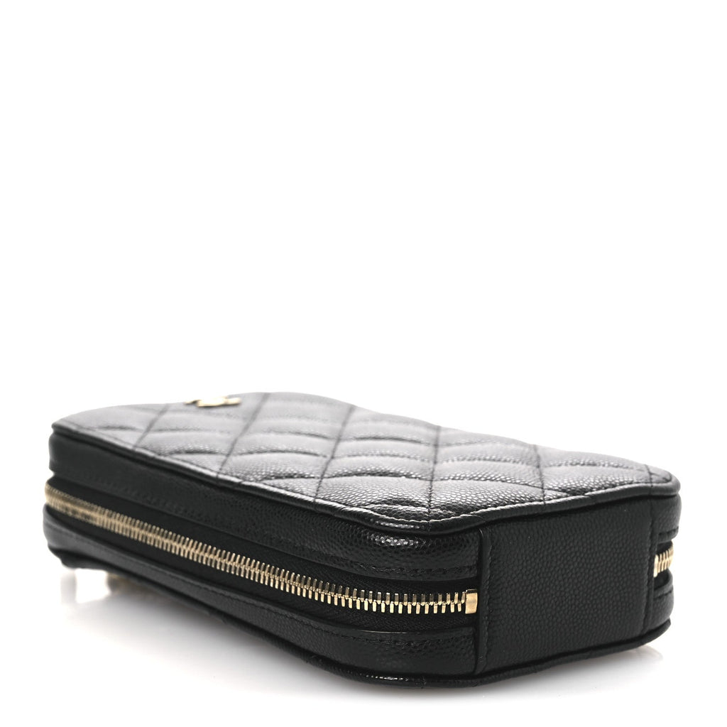 Chanel Caviar Quilted Phone Holder Wallet On Chain WOC Black
