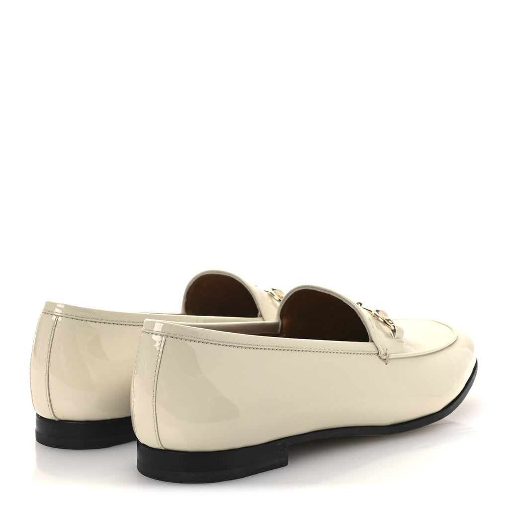 Gucci Patent Womens Jordaan Loafers 39.5 New Ivory