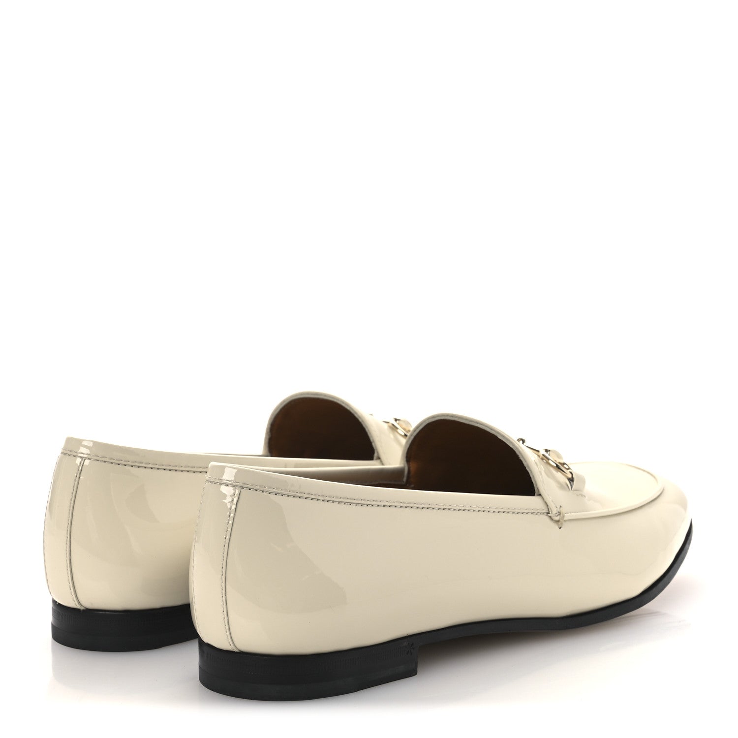 Gucci Patent Womens Jordaan Loafers 39.5 New Ivory
