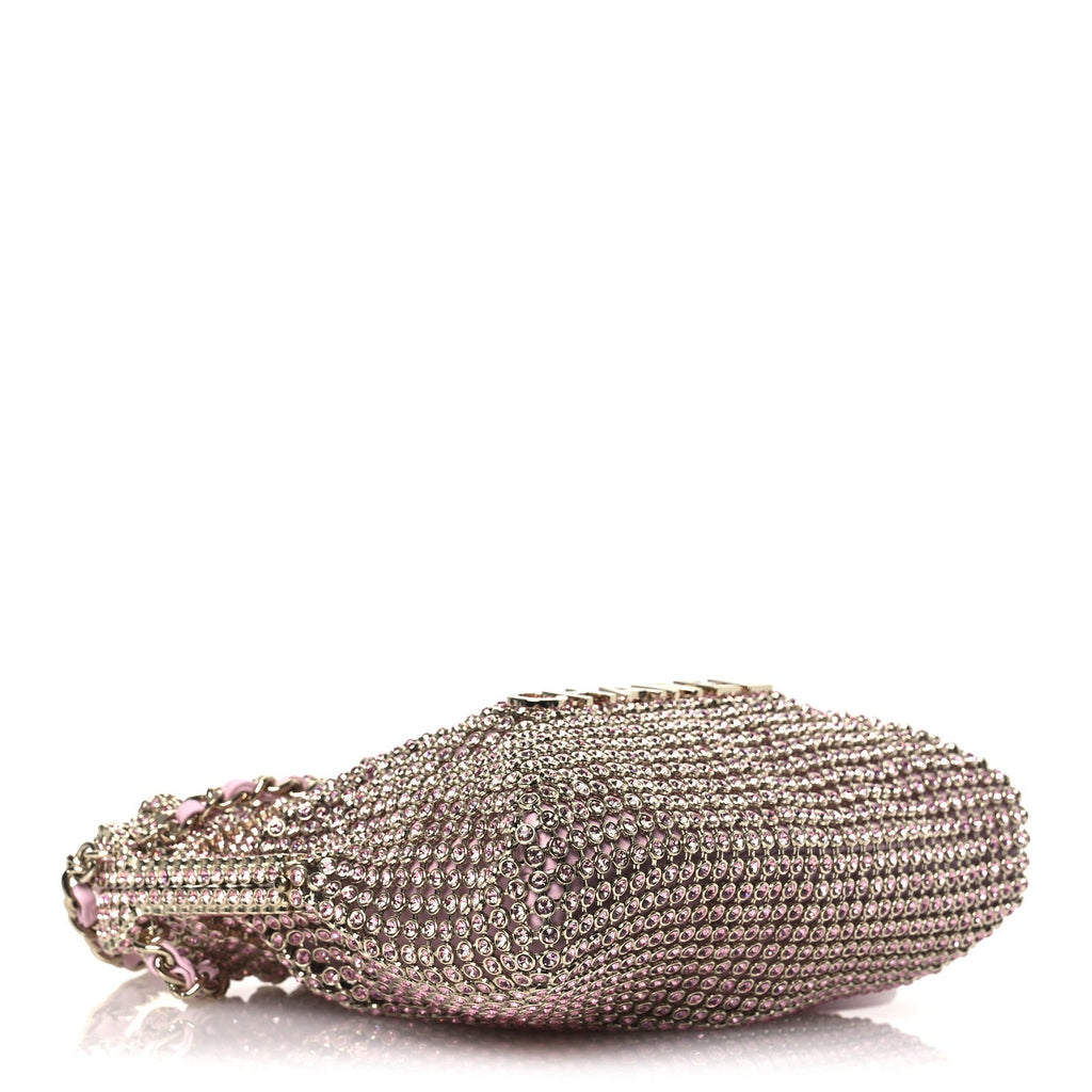 Chanel Crystal Embellished Metallic Lambskin Mini Chanel 22 Light Pink
