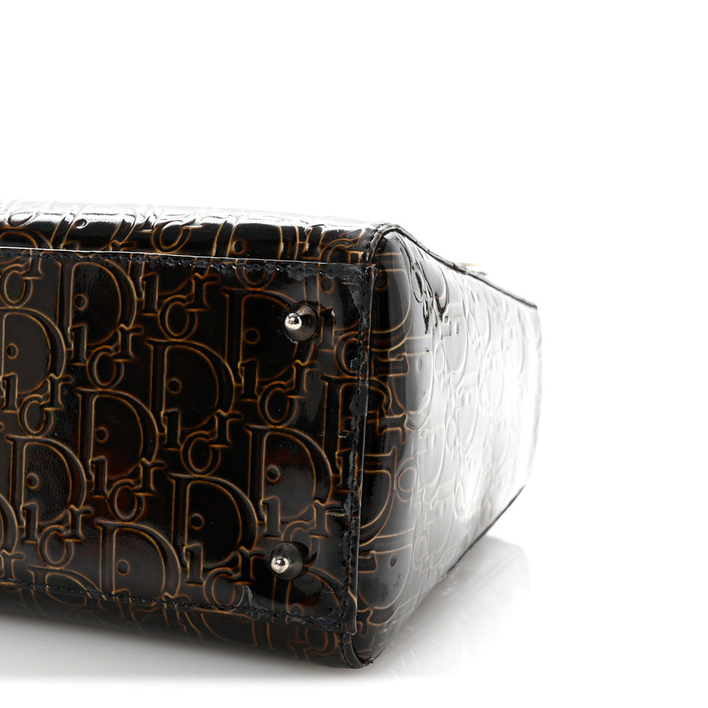 Christian Dior Patent Ultimate Medium Lady Dior Brown