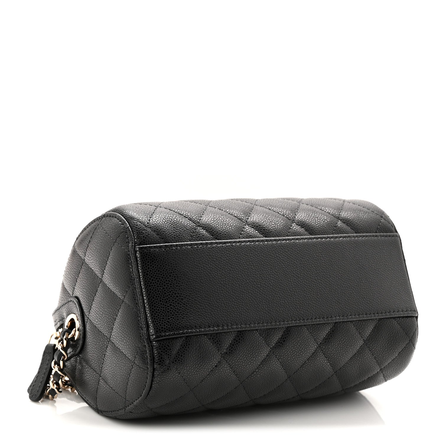 Chanel Caviar Quilted Barrel Clutch With Chain Black