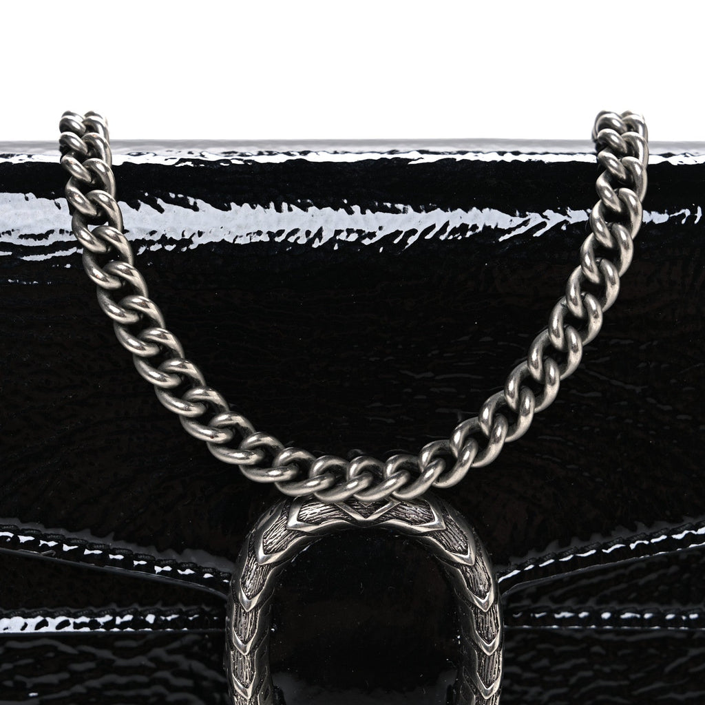 Gucci Crinkled Patent Mini Dionysus Shoulder Bag Black