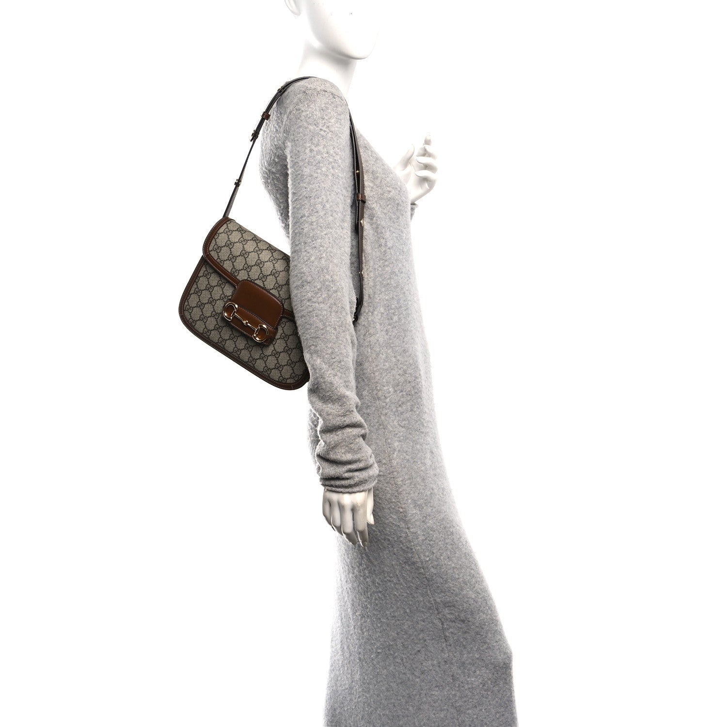 Gucci GG Supreme Monogram Horsebit 1955 Shoulder Bag Beige Brown Sugar