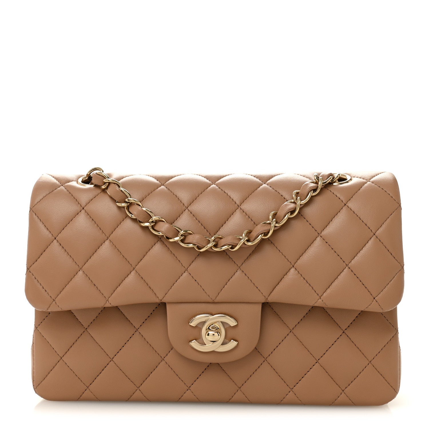 Chanel Lambskin Quilted Small Double Flap Brown