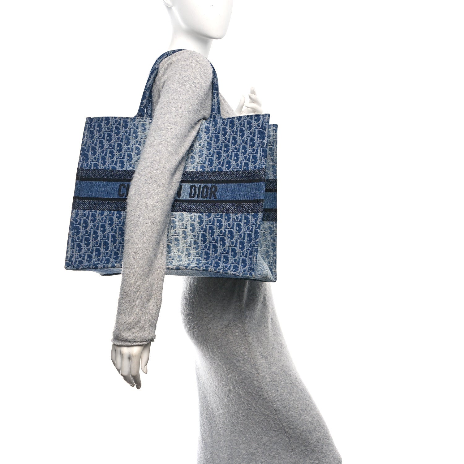 Christian Dior Oblique Denim Large Book Tote Blue