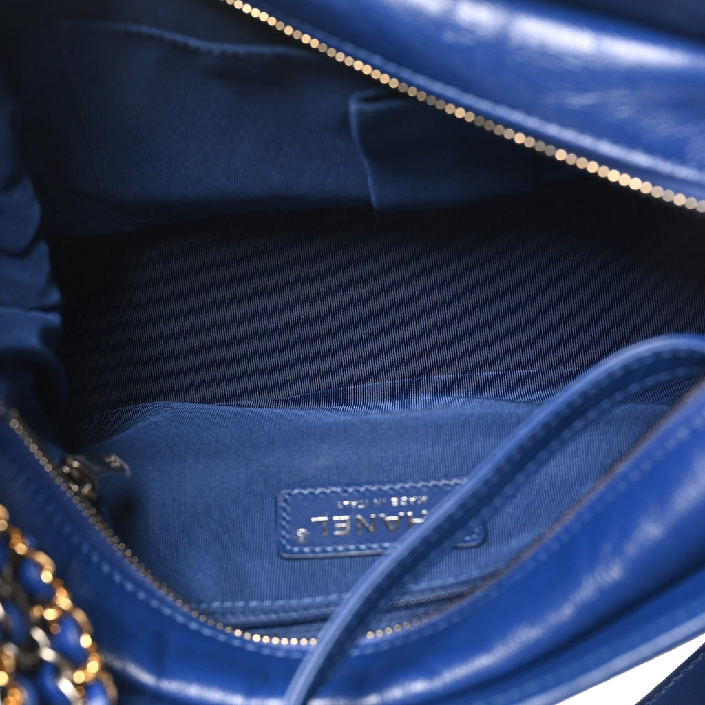 Chanel Aged Calfskin Quilted Medium Gabrielle Logo Hobo Blue