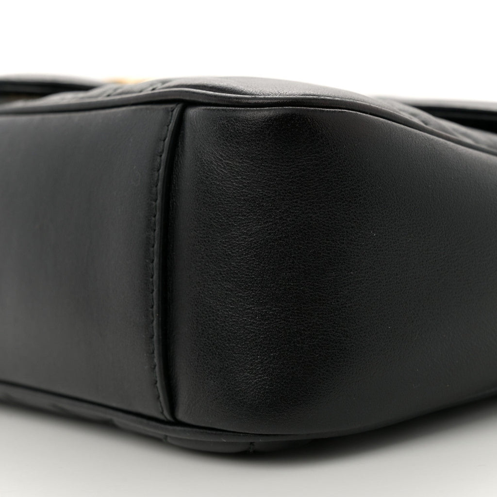 Gucci Calfskin Matelasse Small GG Marmont Shoulder Bag Black