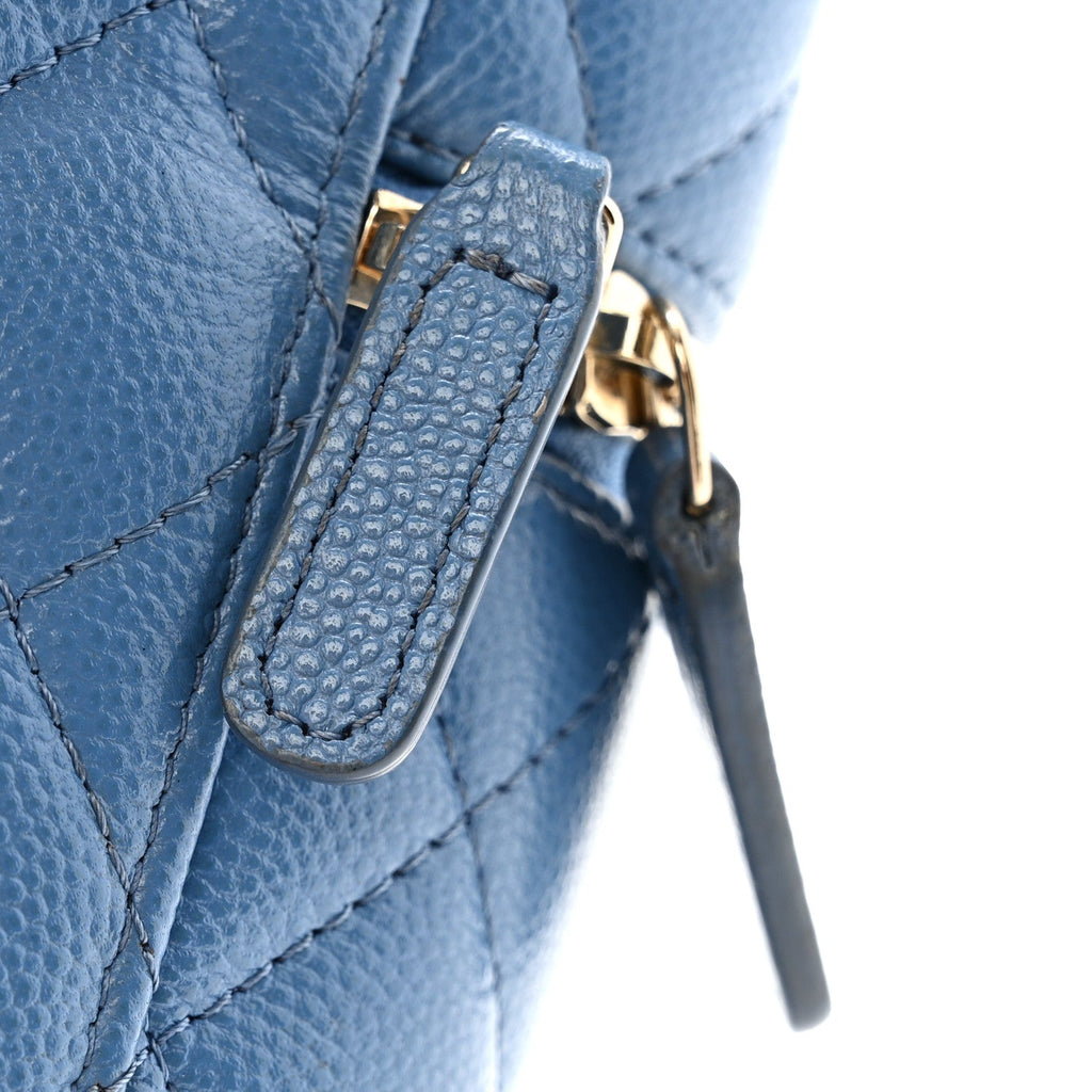 Chanel Caviar Quilted Phone Holder With Chain Blue