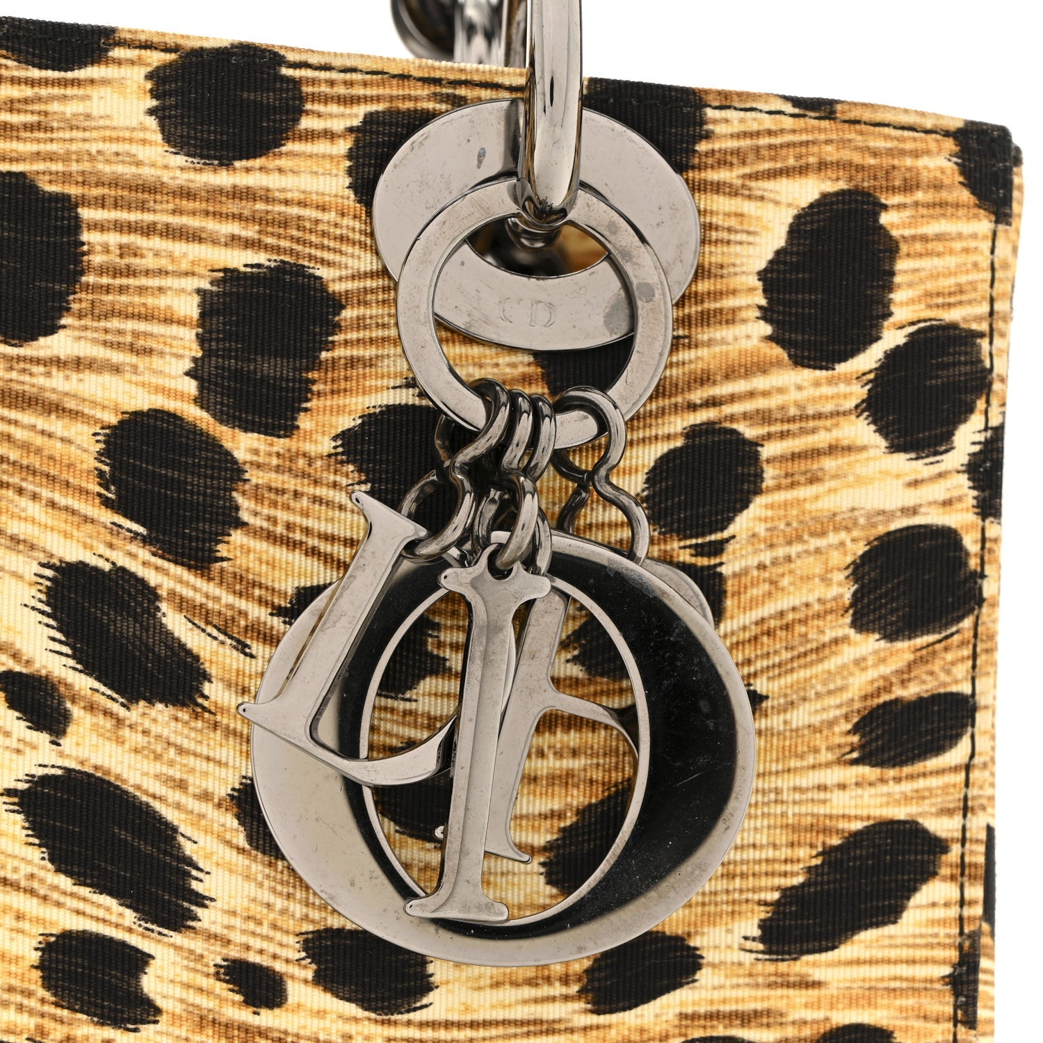 Christian Dior Canvas Leopard Print Medium Lady Dior