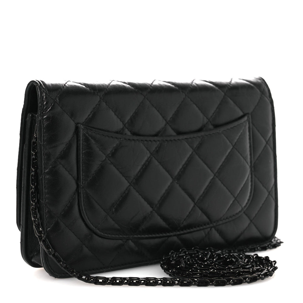 Chanel Aged Calfskin Quilted Reissue Wallet On Chain WOC So Black