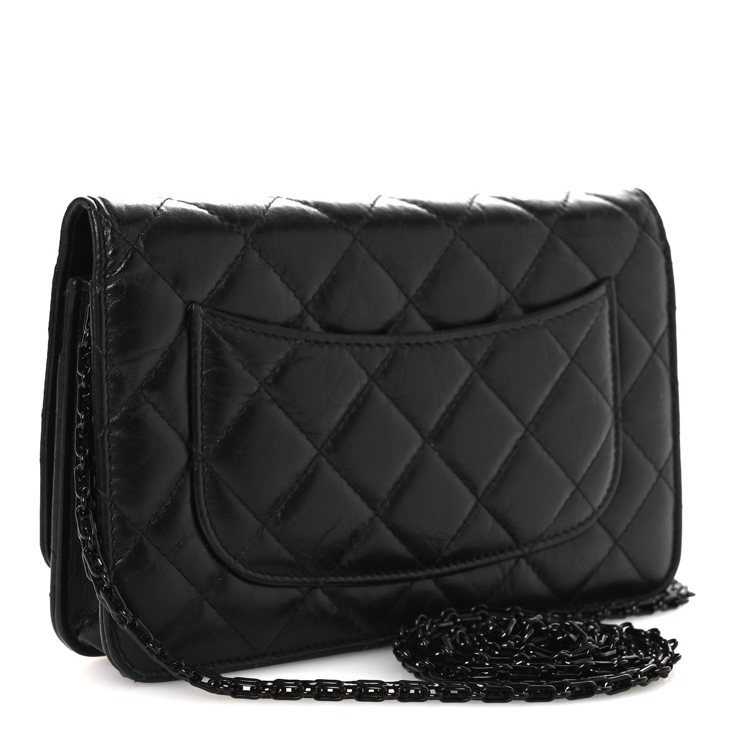Chanel Aged Calfskin Quilted Reissue Wallet On Chain WOC So Black