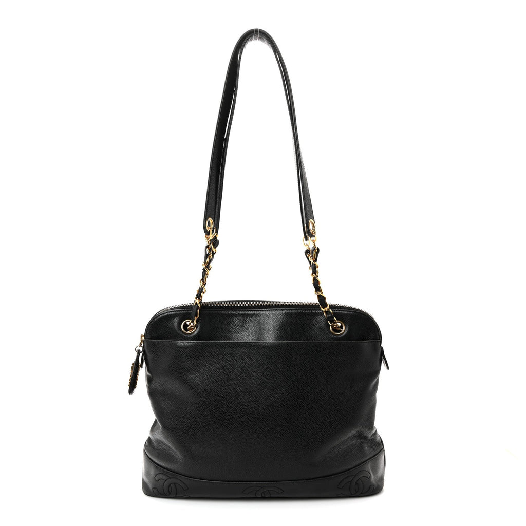 Chanel Caviar Triple CC Shoulder Bag Black