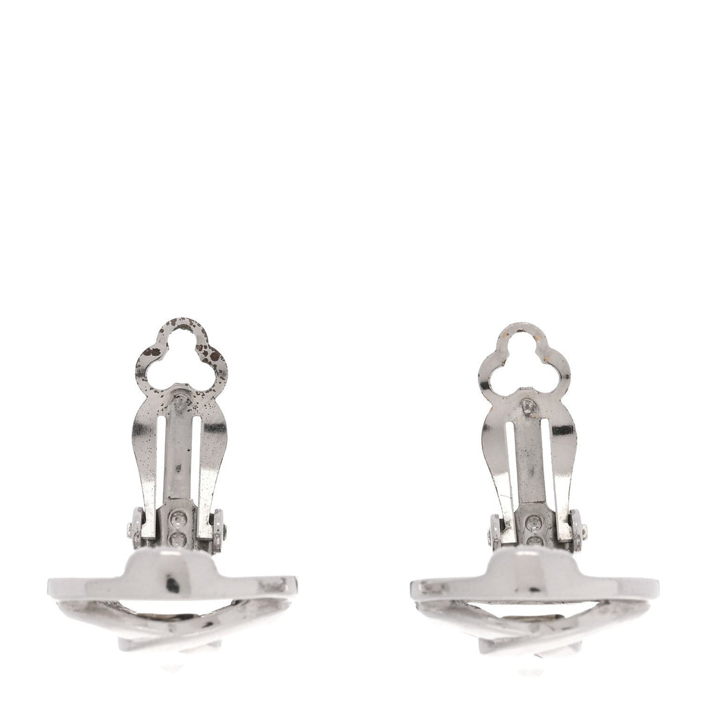 Metal CC Clip On Earrings Silver
