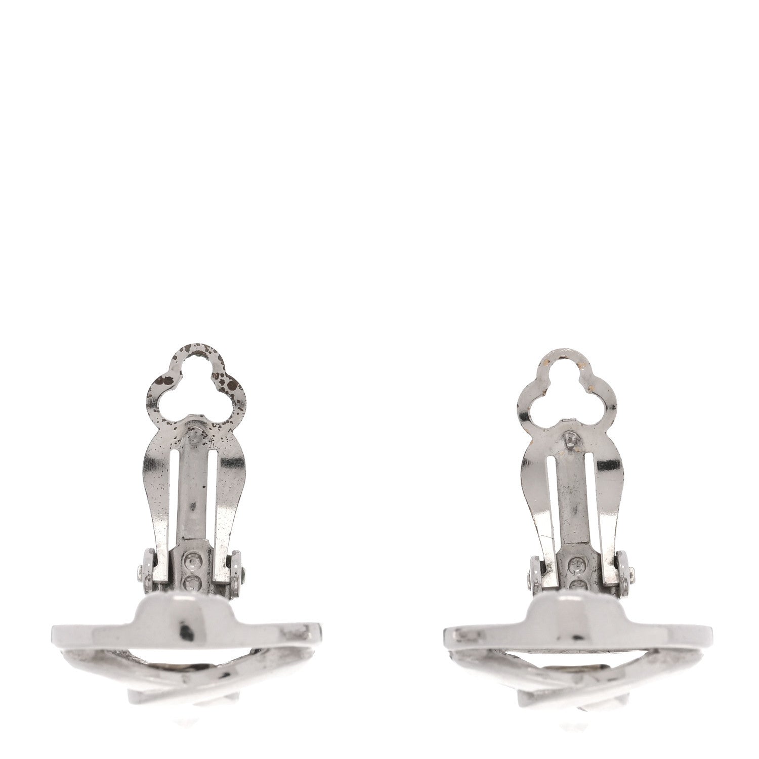 Metal CC Clip On Earrings Silver