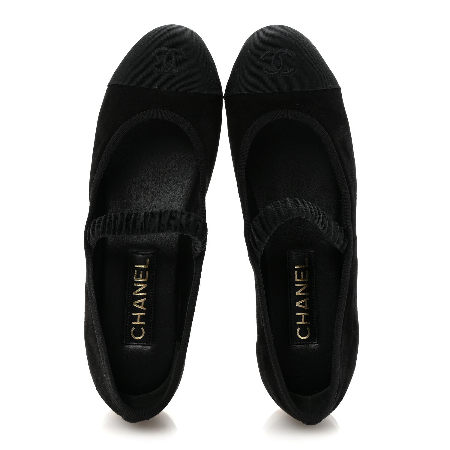 Chanel Velvet Mary Jane Flats 40 Black