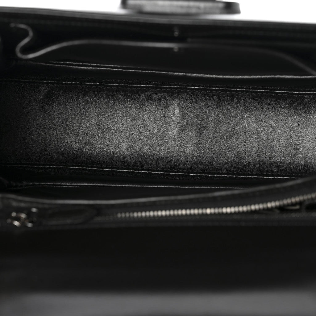 Gucci Boarded Dyana Lux Calfskin Web Monochrome Medium Bamboo 1947 Top Handle Bag Black