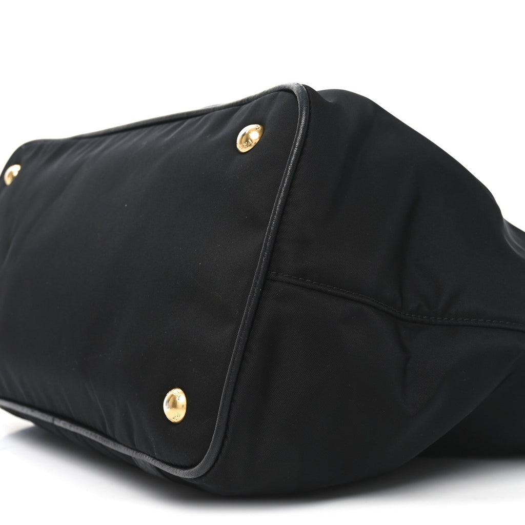 Prada Tessuto Nylon Soft Calf Small Tote Black