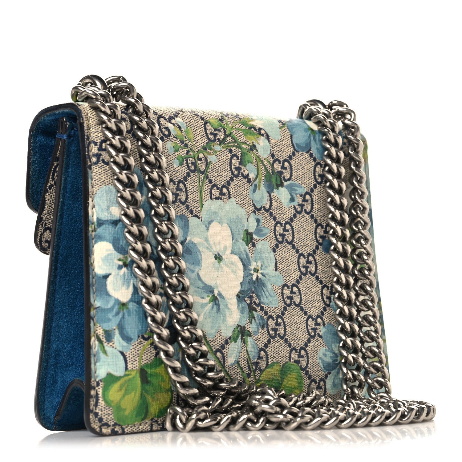 Gucci GG Supreme Monogram Blooms Mini Dionysus Shoulder Bag Beige Navy Vintage Blue