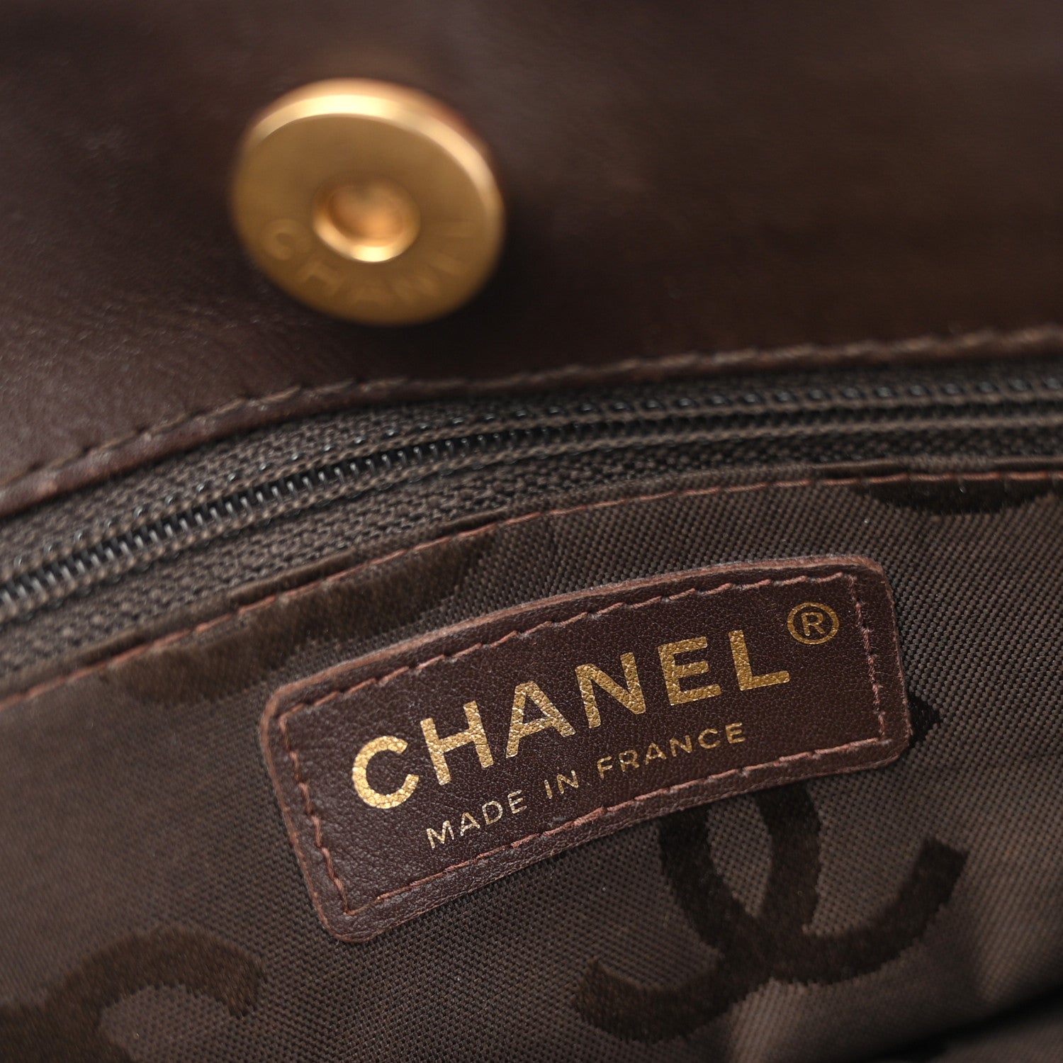 Chanel Calfskin Wild Stitch Tote Brown