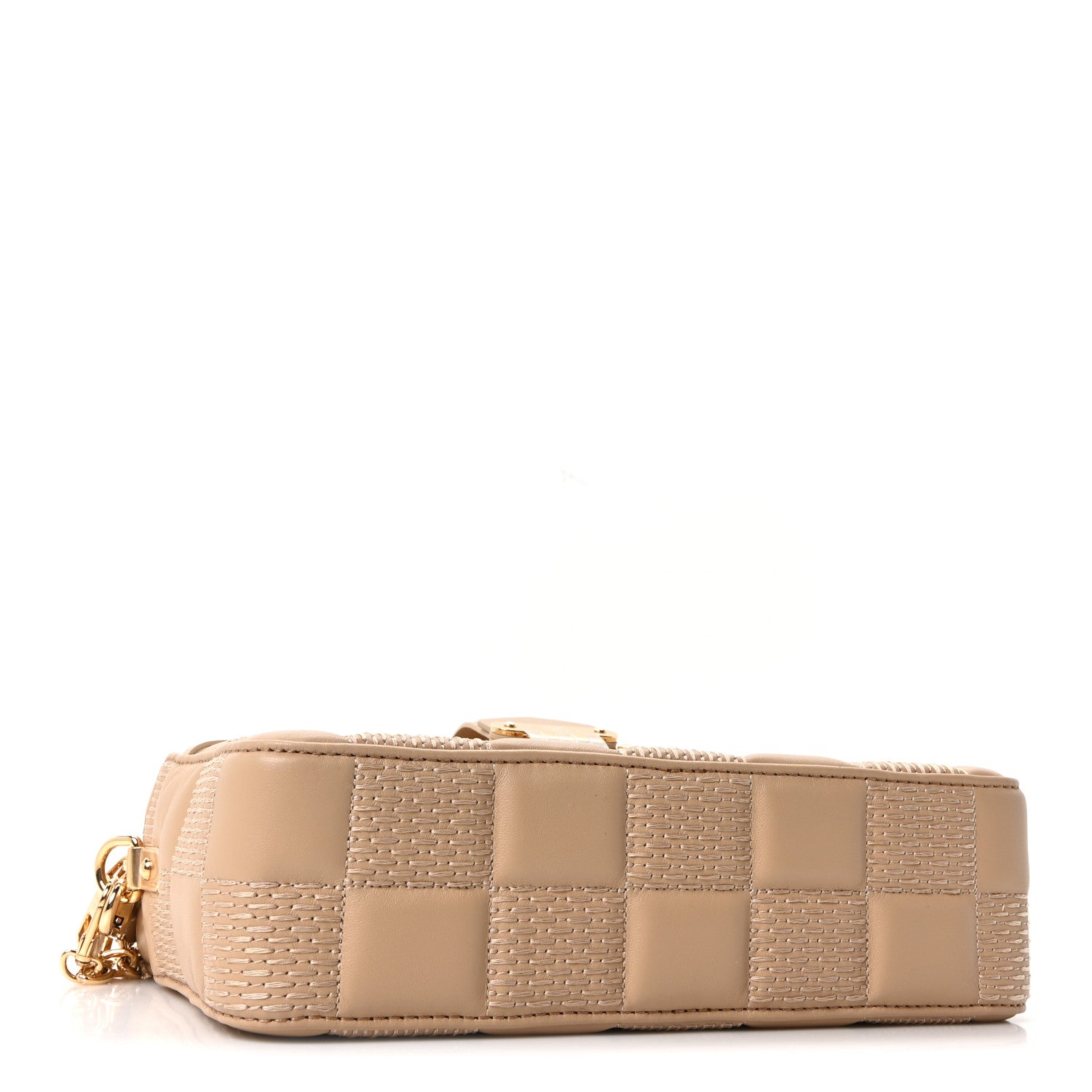 Louis Vuitton Lambskin Damier Quilt Troca MM Cashmere Beige