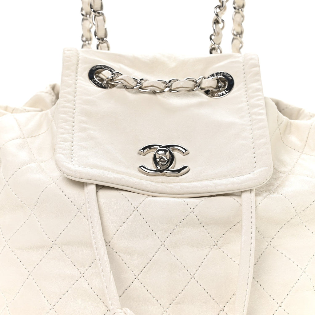 Chanel Lambskin Quilted Beijing Backpack Bag White