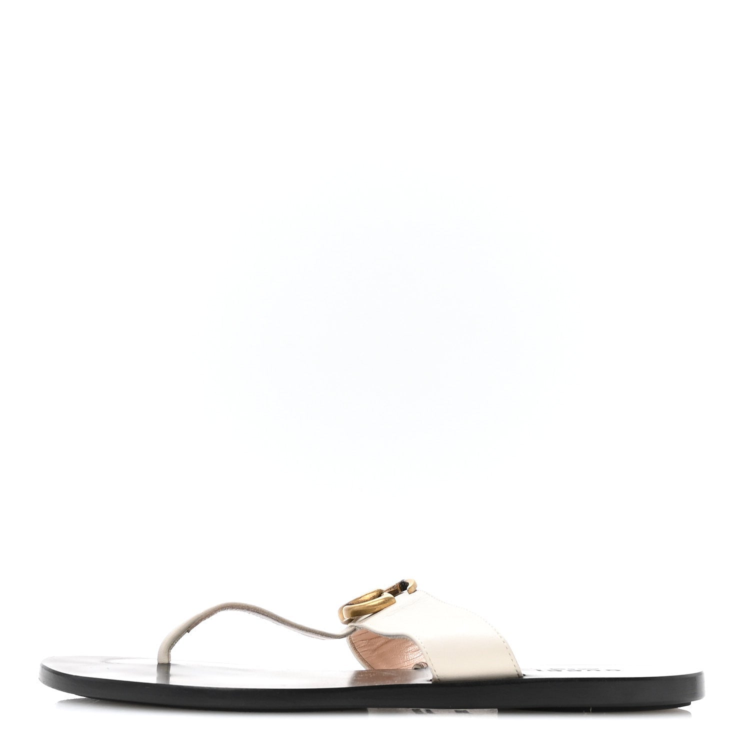 Gucci Calfskin GG Marmont Thong Sandals 36.5 Mystic White