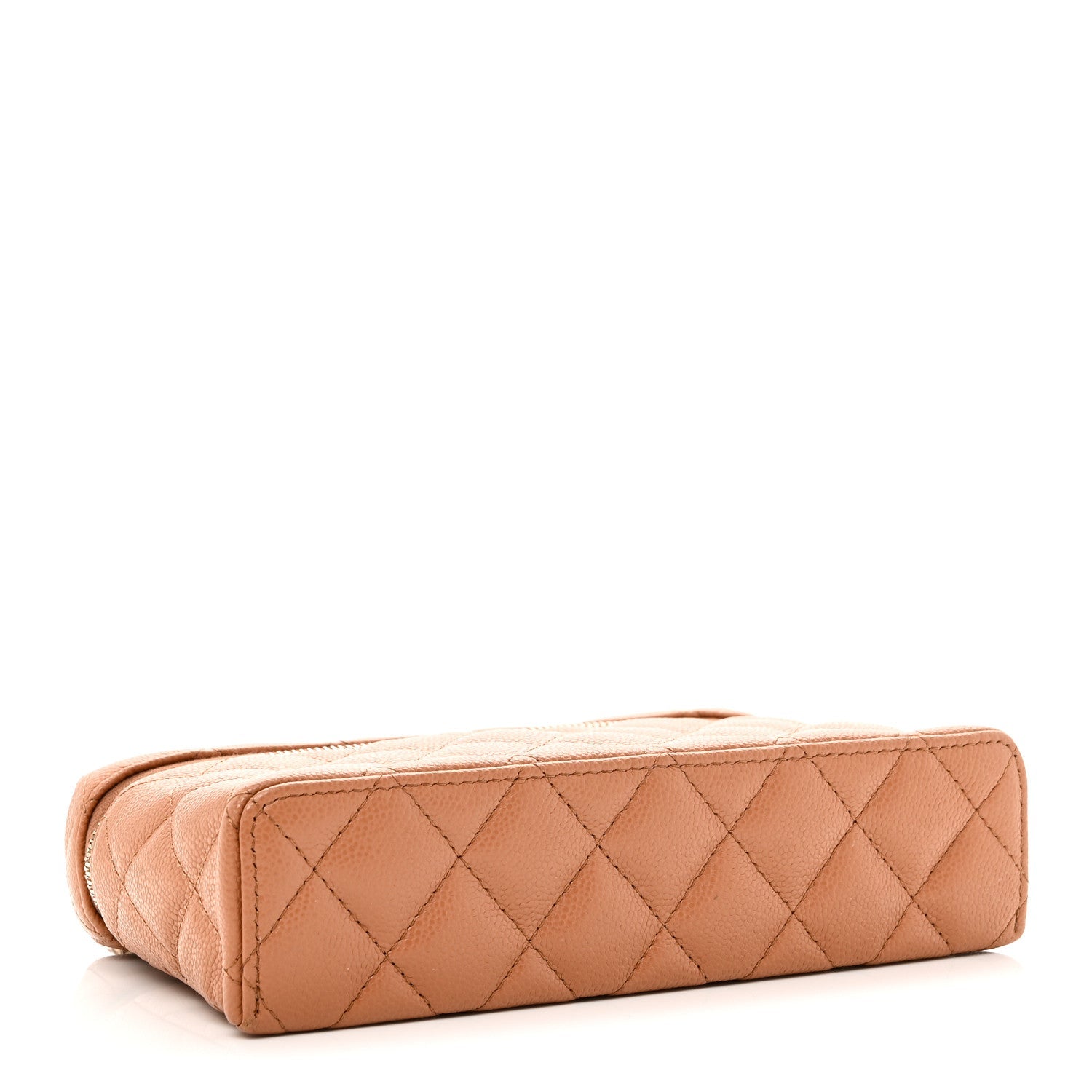 Chanel Caviar Quilted Top Handle Slim Vanity With Chain Brown