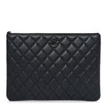 Pearly Lambskin Quilted Medium Cosmetic Case So Black