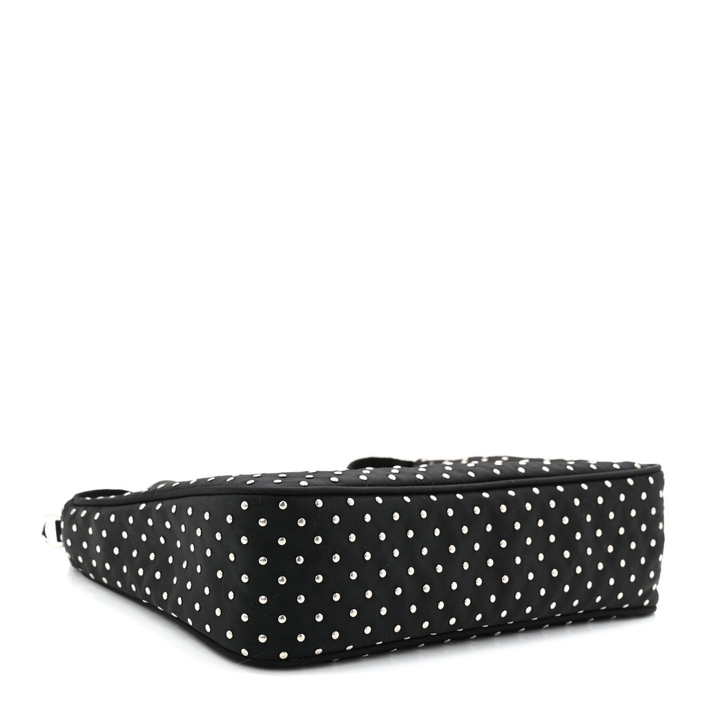 Prada Re-Nylon Vela Studs Mini Re-Edition 2000 Bag Black