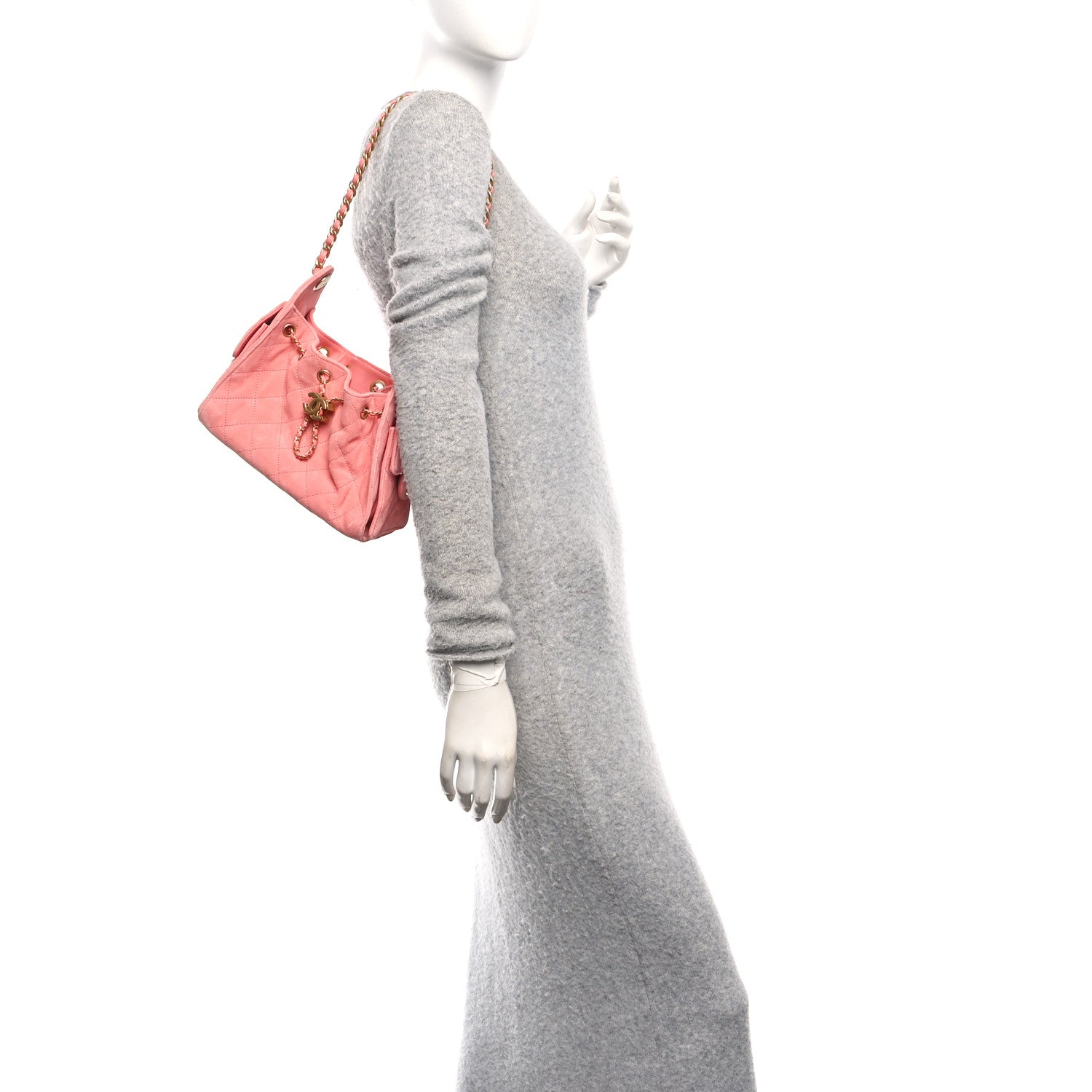 Chanel Suede Quilted Mini Chanel 25 Handbag Pink