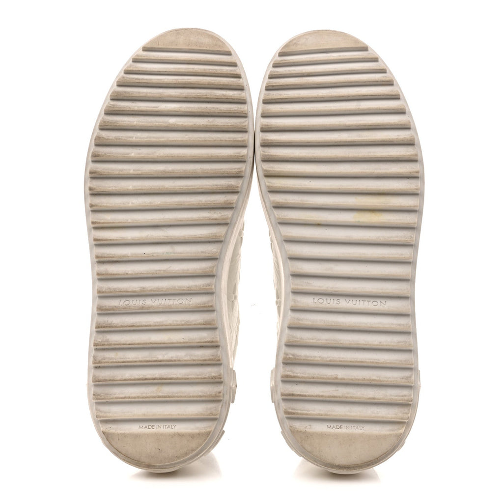 Louis Vuitton Lambskin Embossed Monogram Time Out Sneakers 35  White