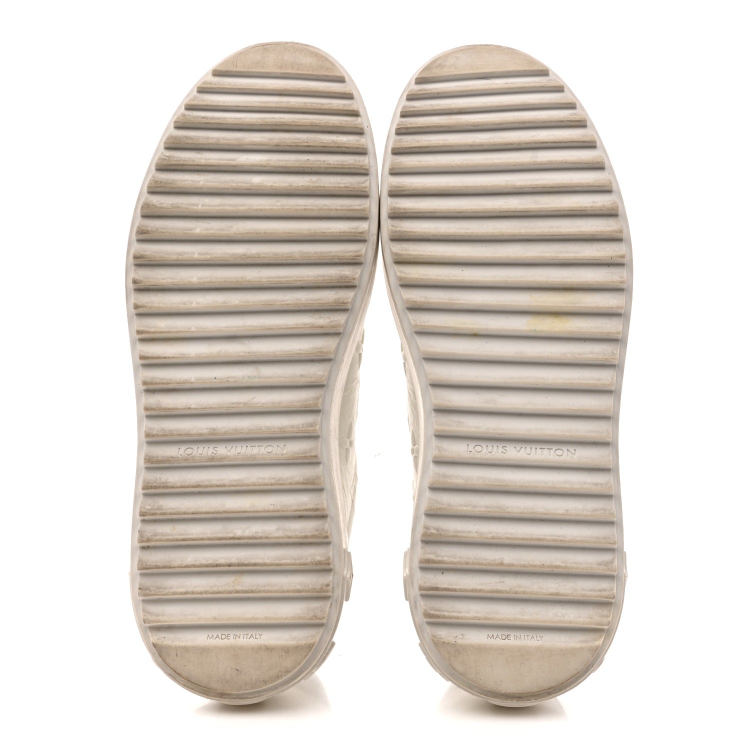 Louis Vuitton Lambskin Embossed Monogram Time Out Sneakers 35  White