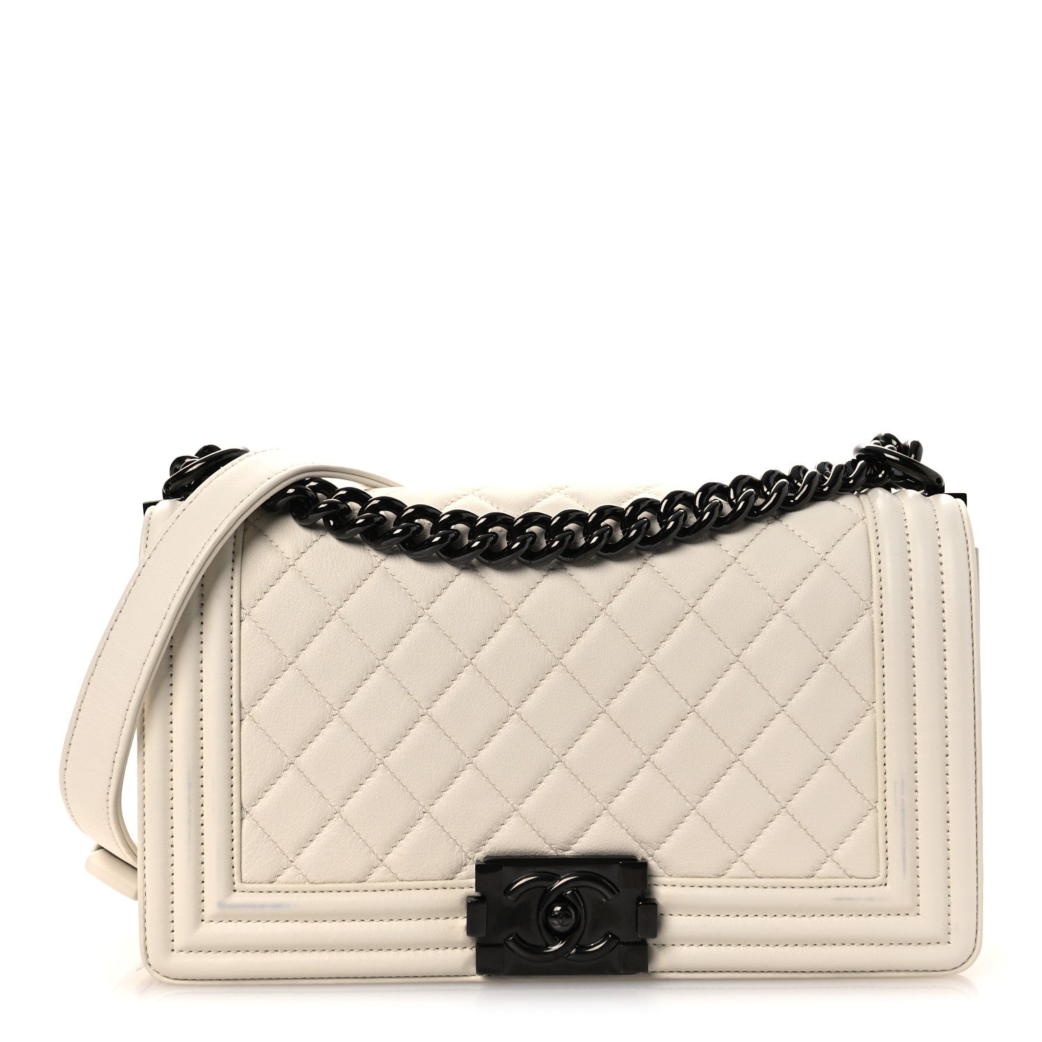 Chanel Calfskin Quilted Medium Boy Flap White