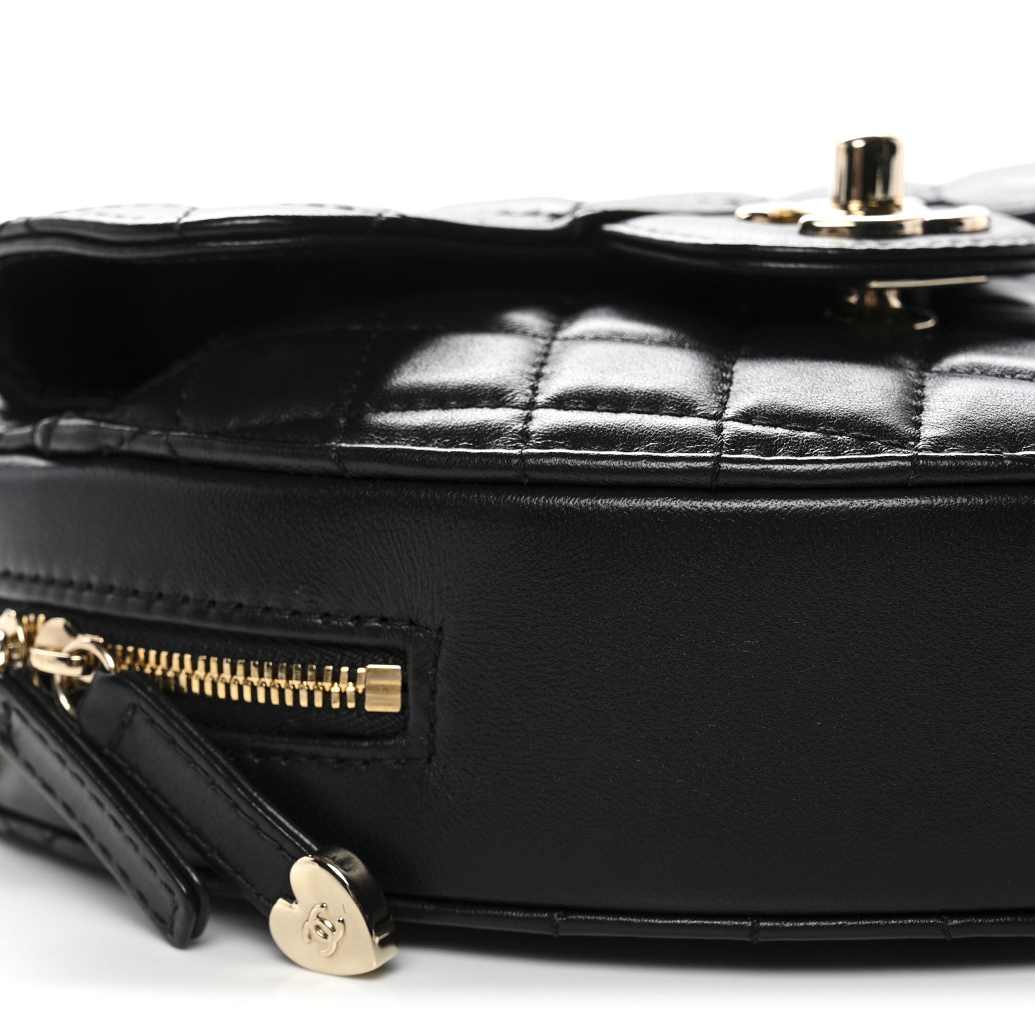 Chanel Lambskin Quilted CC In Love Heart Bag Black