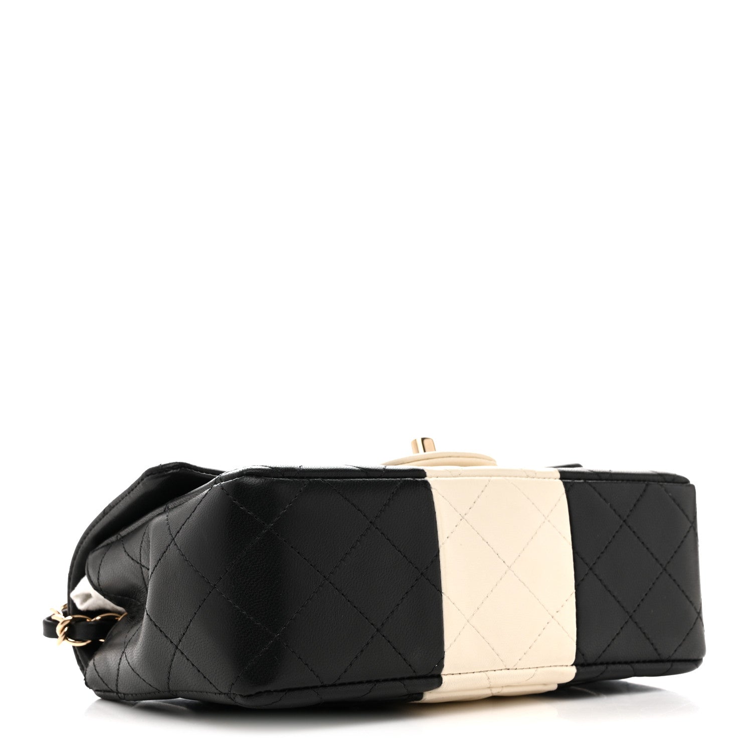 Chanel Lambskin Quilted Mini Rectangular Flap Black White