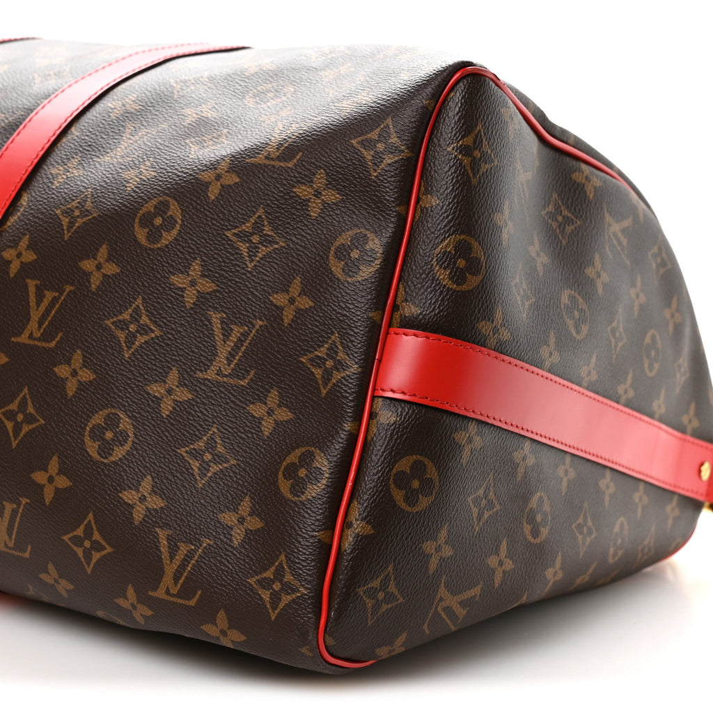 Louis Vuitton Calfskin Monogram Keepall Bandouliere 50 Coquelicot