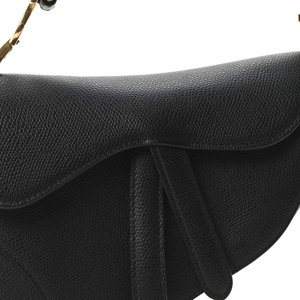 Christian Dior Grained Calfskin Mini Saddle Bag Black