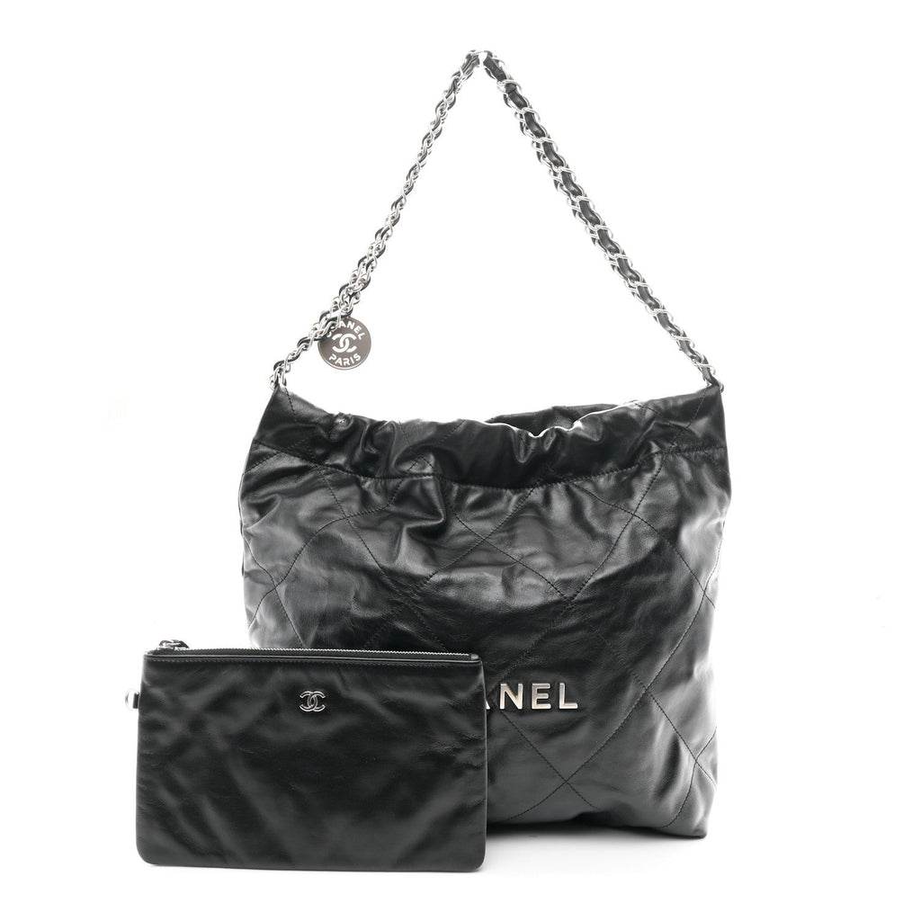 Chanel Shiny Calfskin Quilted Small Chanel 22 Black