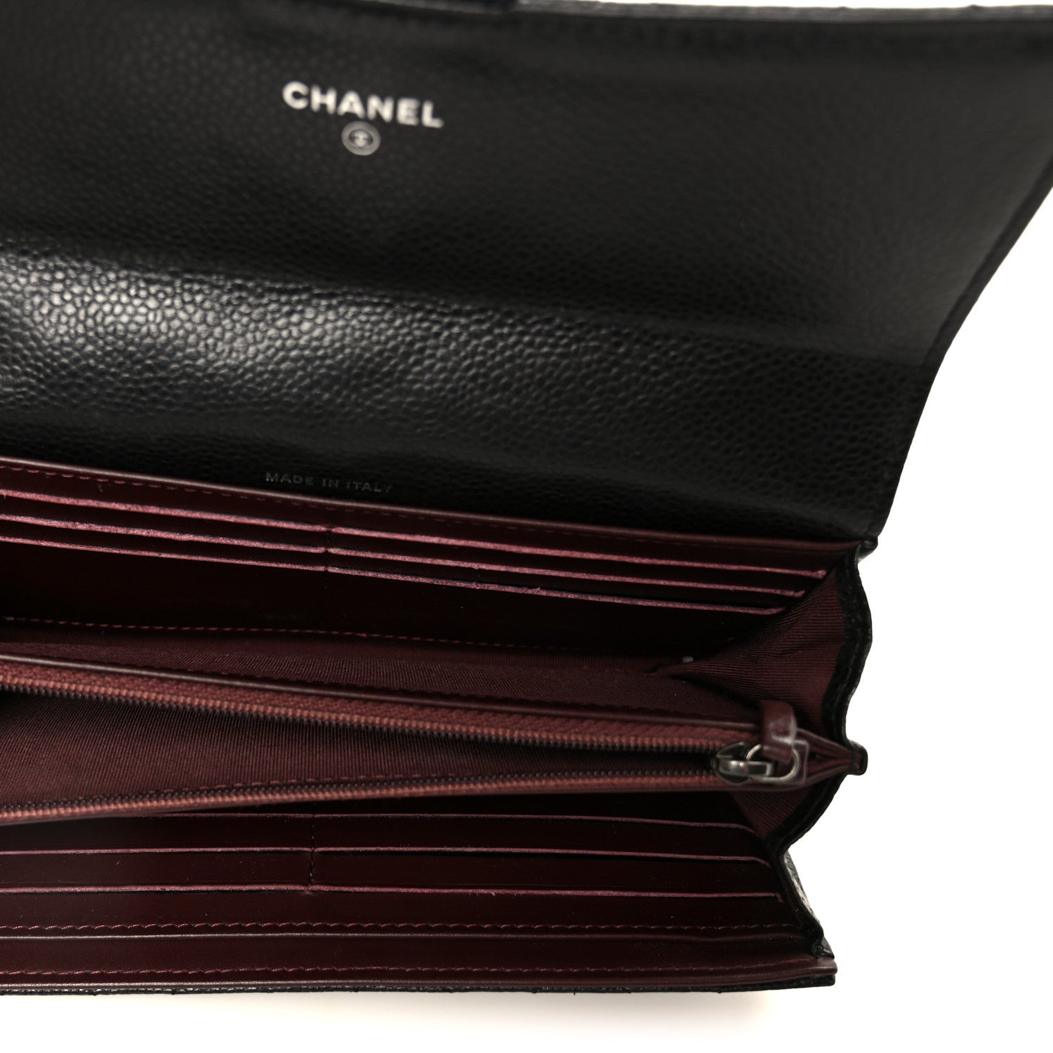 Caviar Quilted Large Gusset Flap Wallet Black