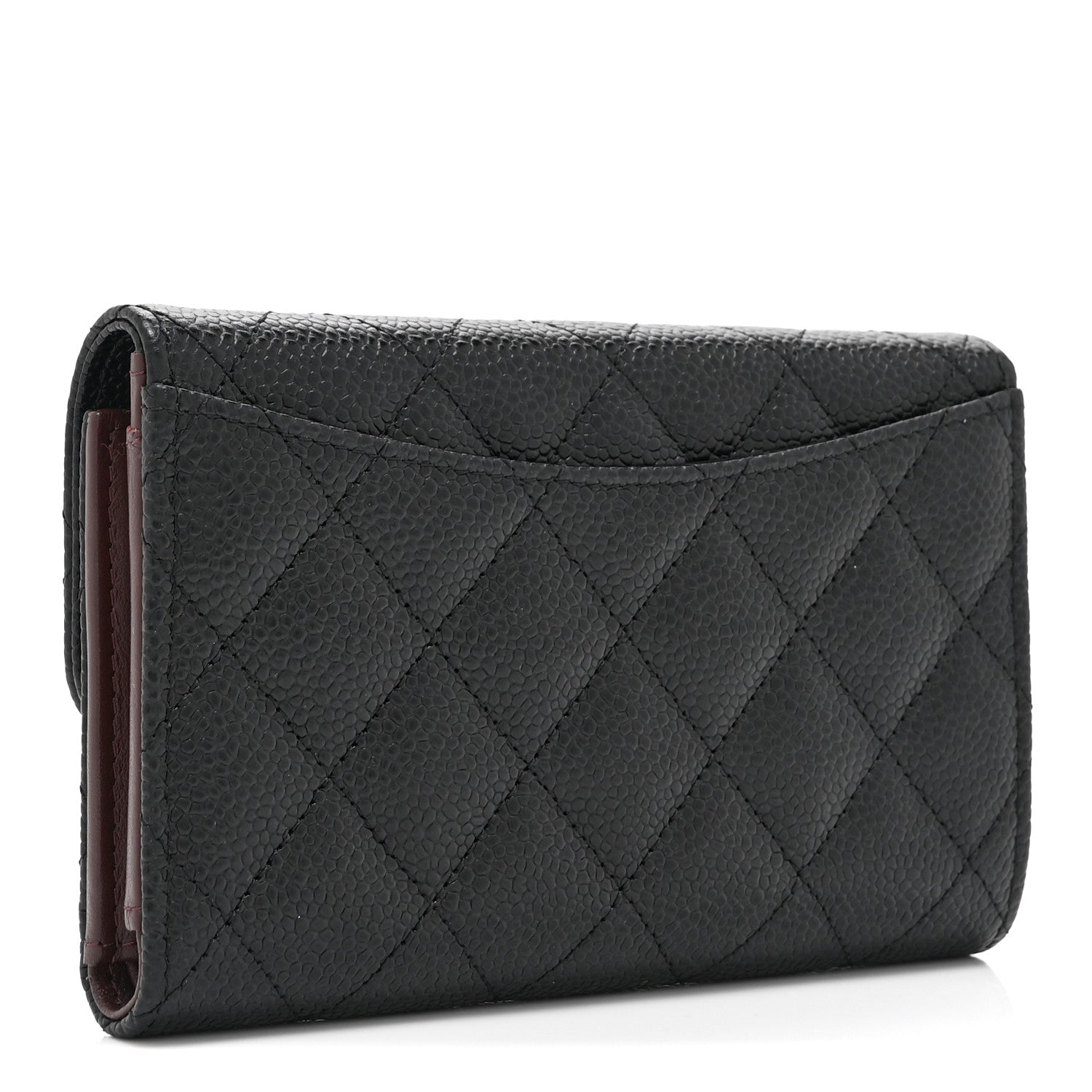 Caviar Quilted Medium Flap Wallet Black