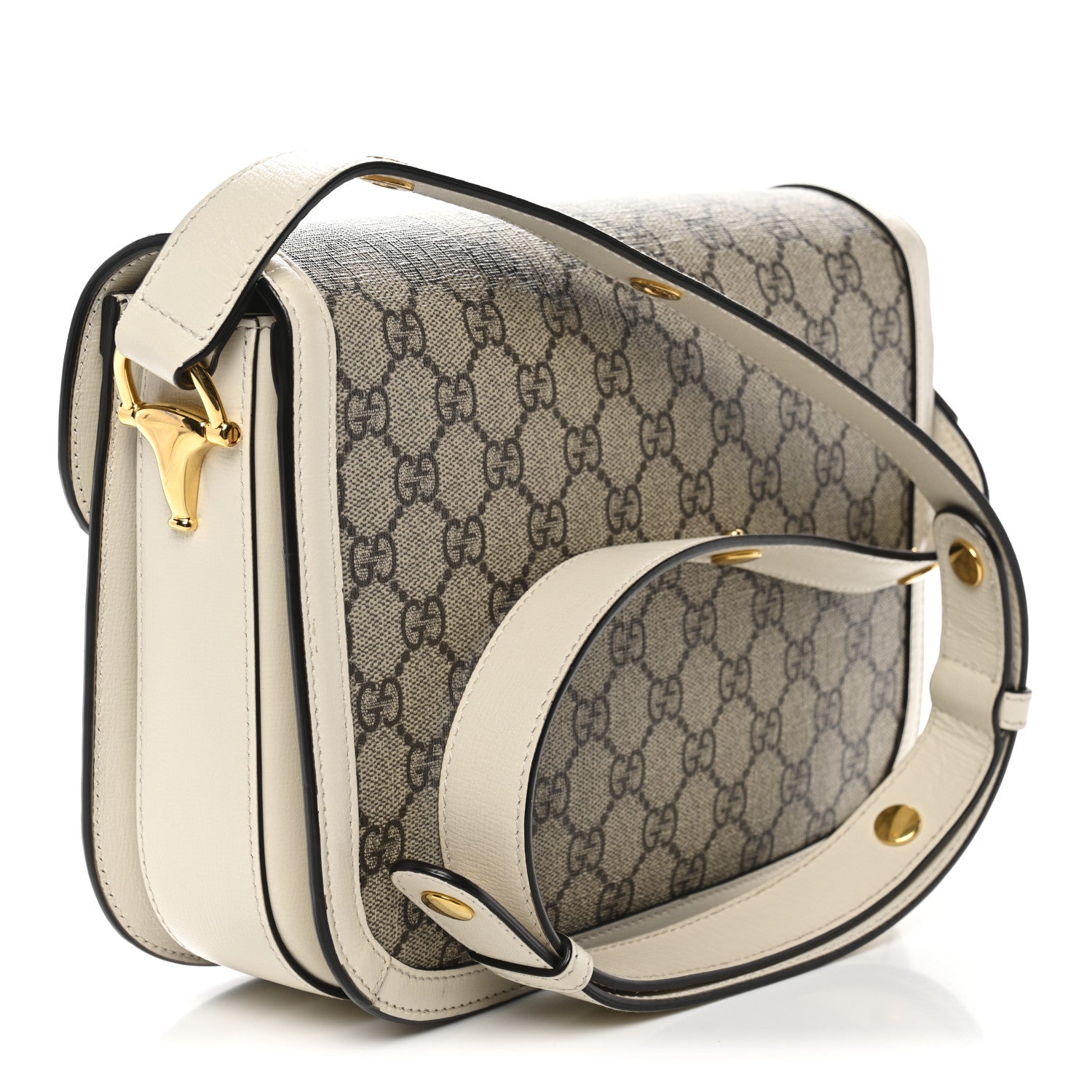 Gucci GG Supreme Monogram Horsebit 1955 Shoulder Bag Beige Mystic White