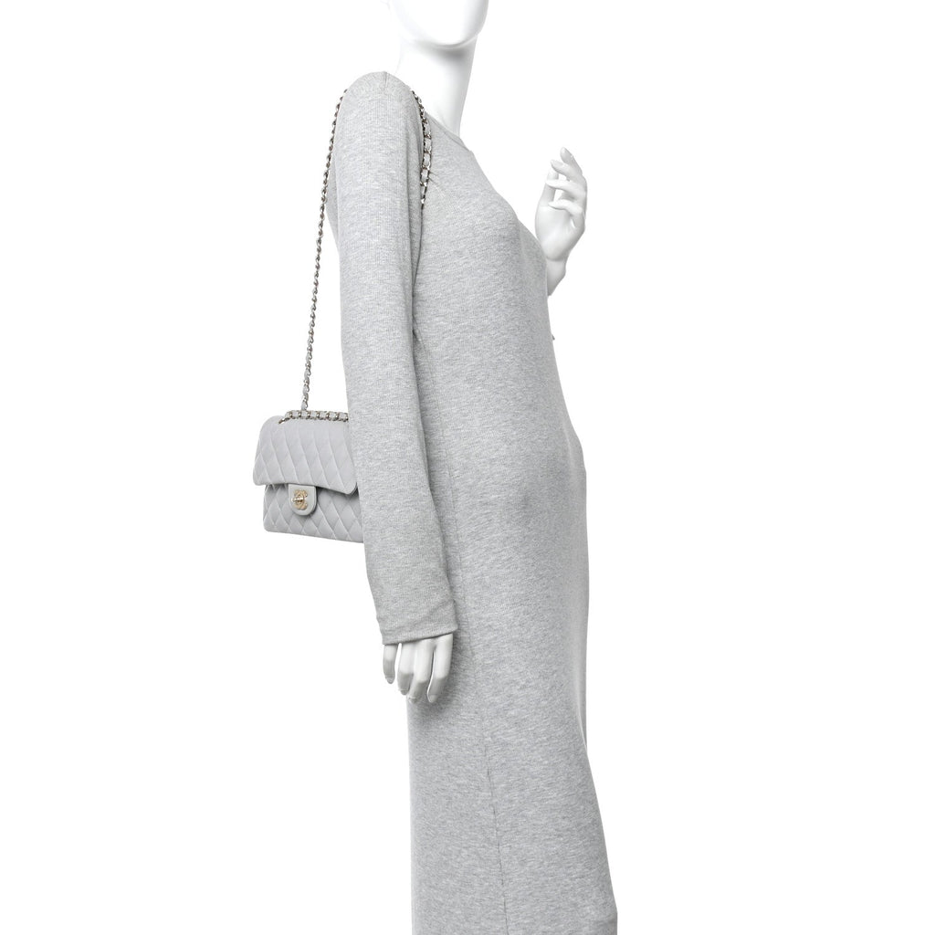 Chanel Caviar Quilted Small Double Flap Grey