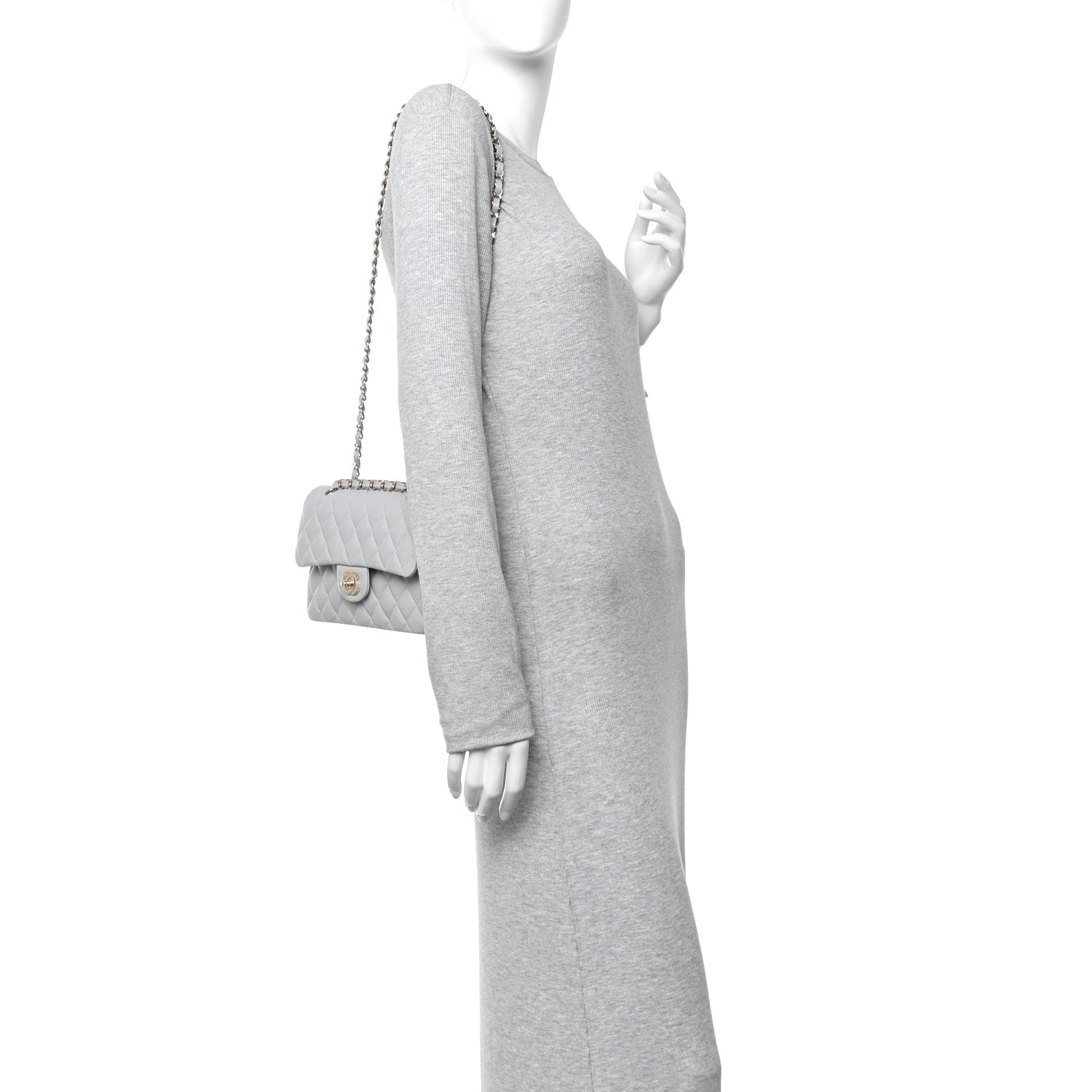 Chanel Caviar Quilted Small Double Flap Grey