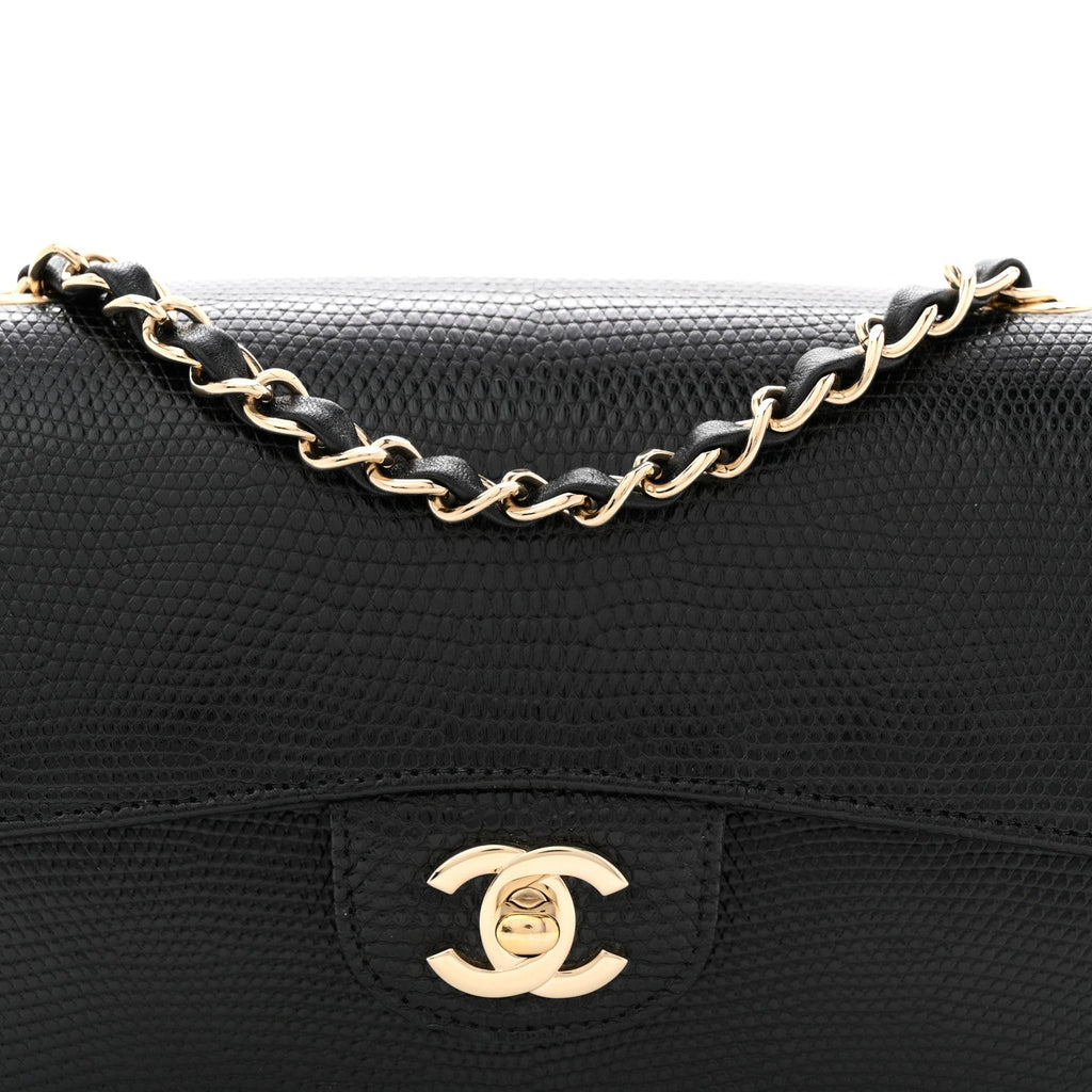 Chanel Lizard Mini Rectangular Flap Black